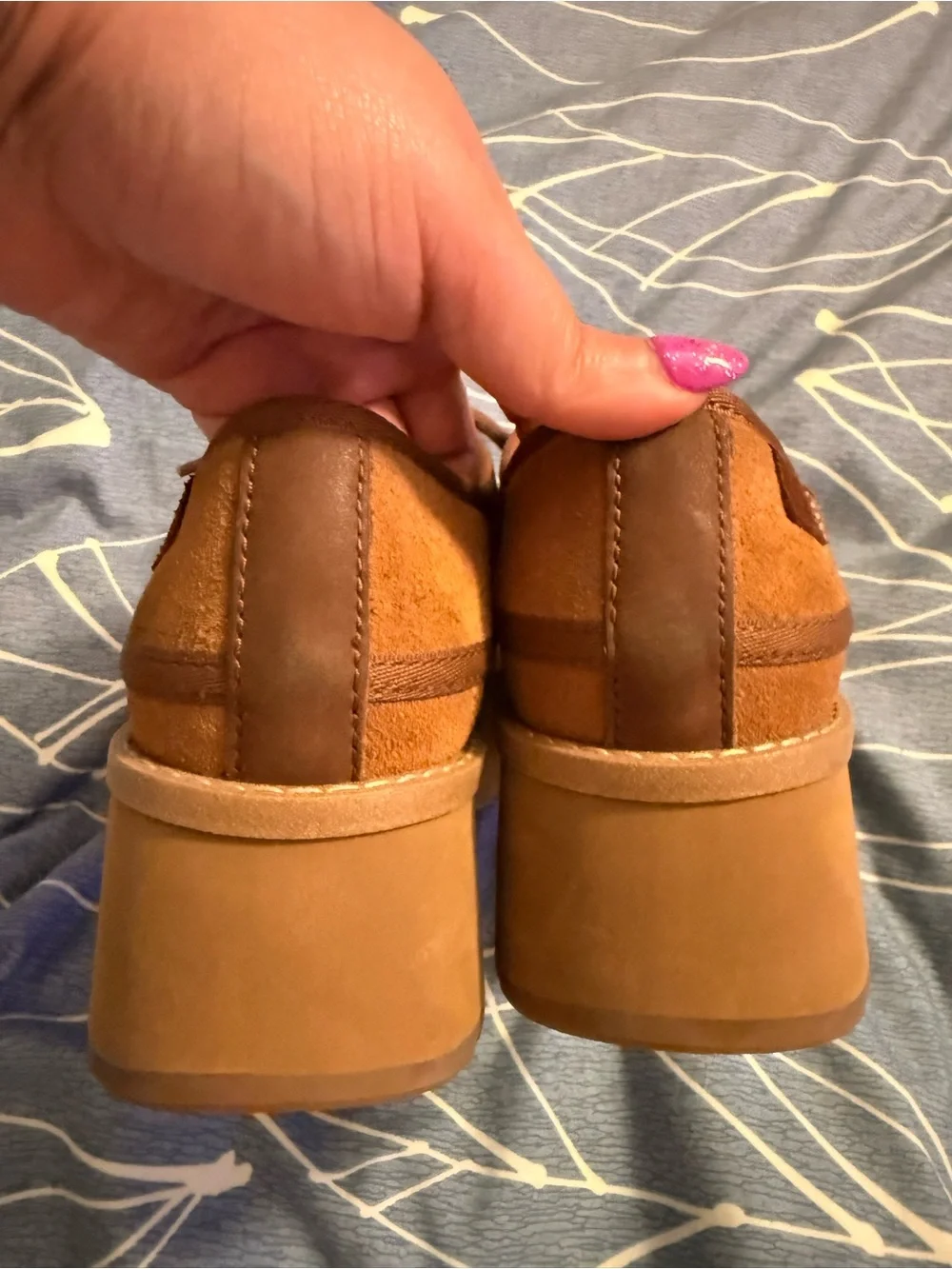 Ugg CityFunc Platform Shoes Chestnut Suede Water Resist Women's  Lace-Up